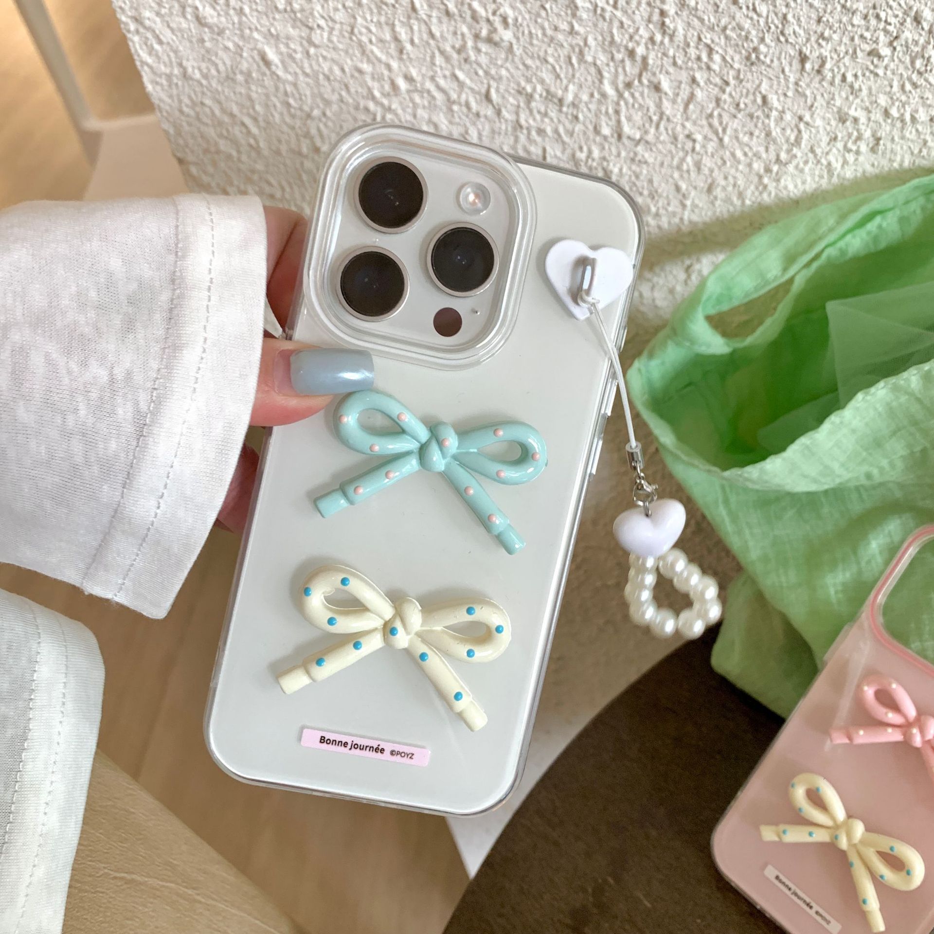 Verano pequeño y fresco arco tridimensional para Apple 16ProMax funda para teléfono móvil 15Pro Nuevo colgante 14/13 15