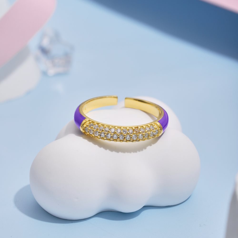 Fashion Geometric Sterling Silver Inlay Zircon Open Ring 1 Piece