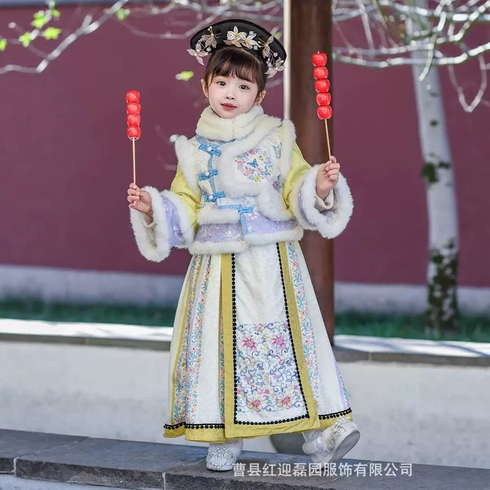 女童汉服秋冬2026新款儿童国风古装改良冬款襦裙女孩加厚套装冬季