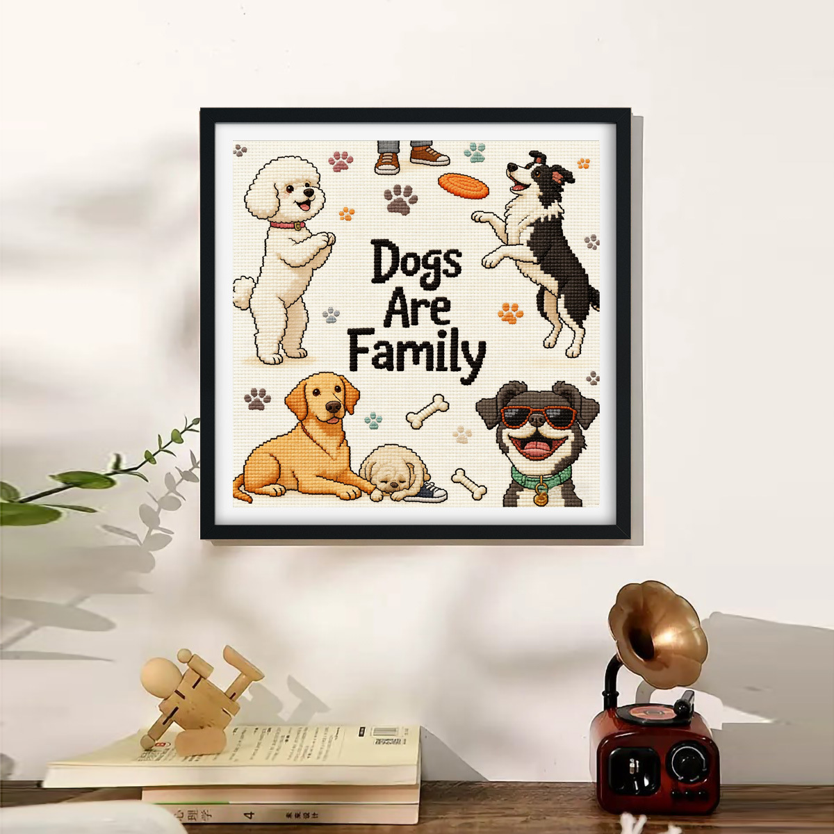 Nuevo perro de bordado cruzado transfronterizo es dibujos animados de la familia lindo animal bordado a mano pequeña pintura decorativa para el hogar image 2