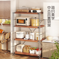中古風新型厨房多層床置き棚多機能電子レンジ鍋具オーブン収納棚