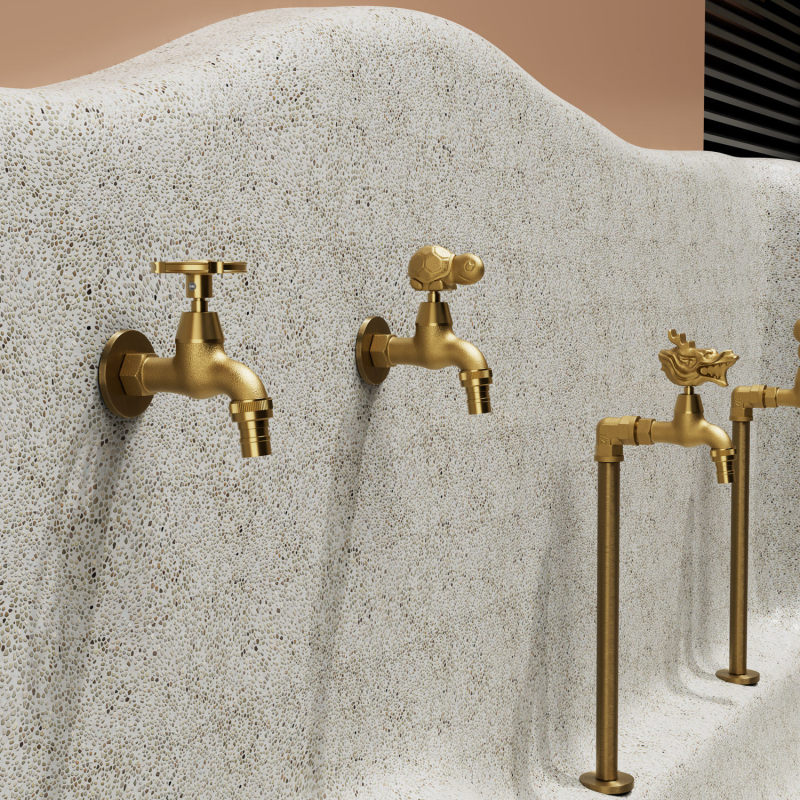 Garden Faucet Made of All Copper, Animal-Shaped, Single Cold Water, Outdoor, Frost-Resistant, Sun-Proof, for Courtyard, Balcony, Mop Pool, Wall-Mounted, Panda Design