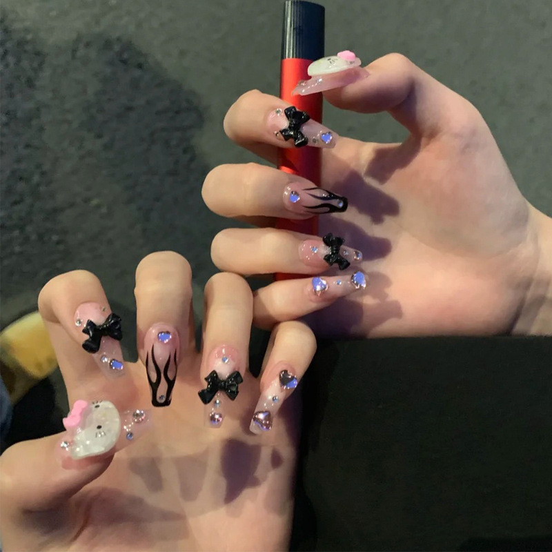 Hot Girl Black Flame Y2K Wind Wear nail Art Finished nail Art Patch nail Removable nail Fake nail Hot Girl Black Flame Y2K Wind Wear nail Art Finished nail Art Patch nail Removable nail Fake nail