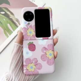 草莓粉色花oppo Find N3 Flip手机壳折叠屏PC硬壳水贴N2flip适用