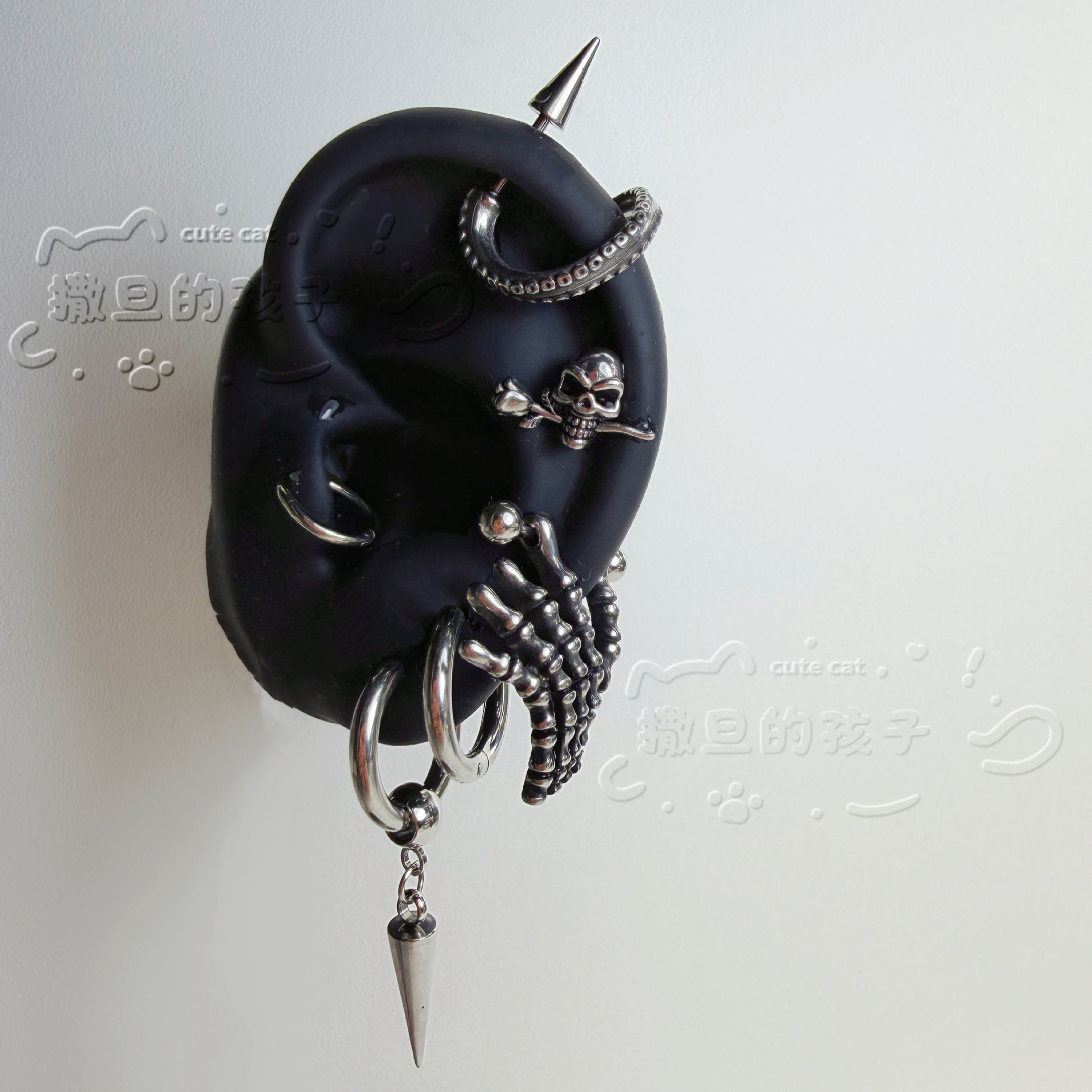 Pointed labret stud close-up product detail