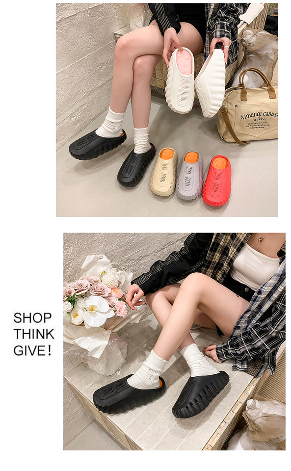 Dép sục bít mũi đế dày tăng chiều cao kiểu mule hở gót thoáng khí — 286 Xám Cam, 286 bột hoa anh đào trắng, 286 màu nâu, 286 màu xanh lá cây chi tiết 20