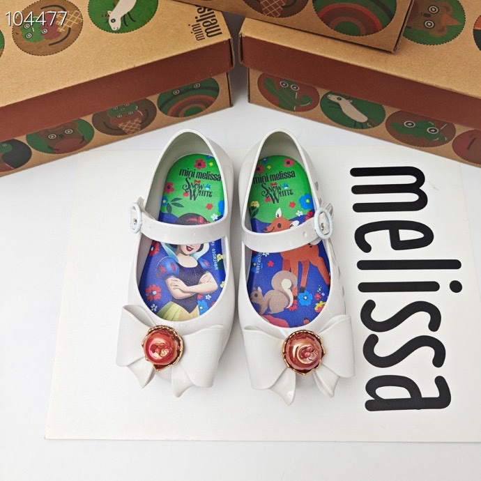 Melissa mismo estilo niña punta redonda zapatos individuales Baotou Aisha princesa zapatos dulces de gelatina de cristal plano con lazo