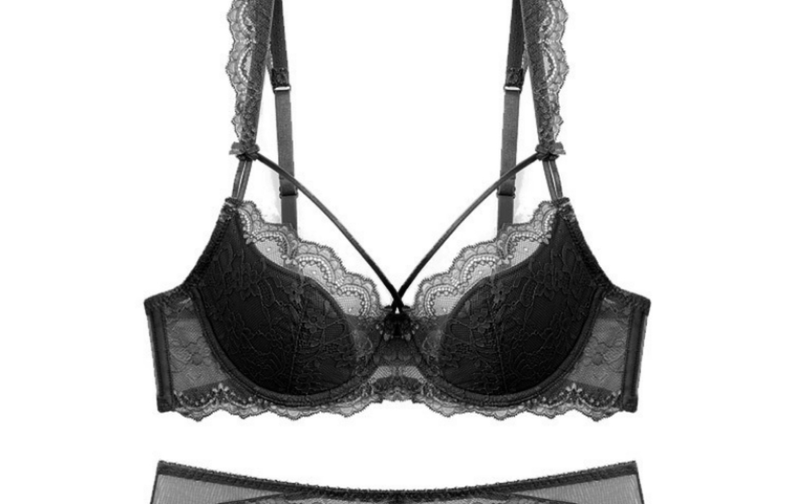 Women's Lace Bra And Briefs Set Comfortable Cotton For Large Bust_voghion.com