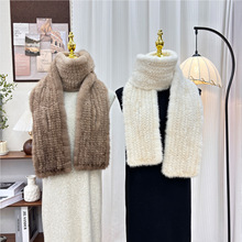 冬季双面编织水貂毛长款皮草围巾韩版加厚百搭气质保暖围脖毛领子