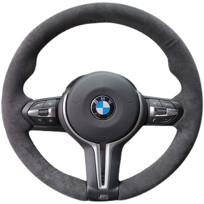 Handlebar Cover Suede Steering Wheel – Steering wheel cover - carbon-black-suede-hand-stitched-steering-wheel-cover-black-hole-on-both-sides-black-line