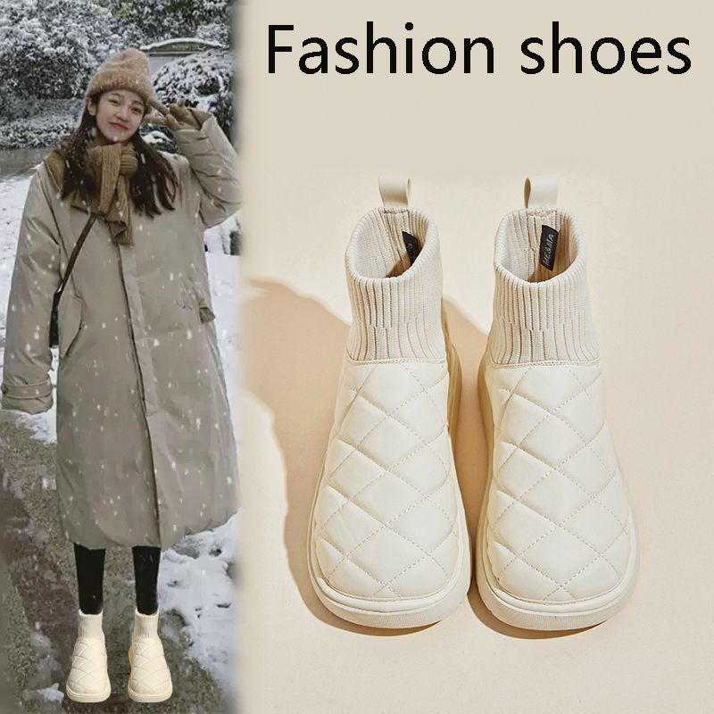 Thick bottom white snow boots women 2024 new winter fleece-lined thick bread shoes waterproof cute cotton shoes short boots Thick bottom white snow boots women 2024 new winter fleece-lined thick bread shoes waterproof cute cotton shoes short boots