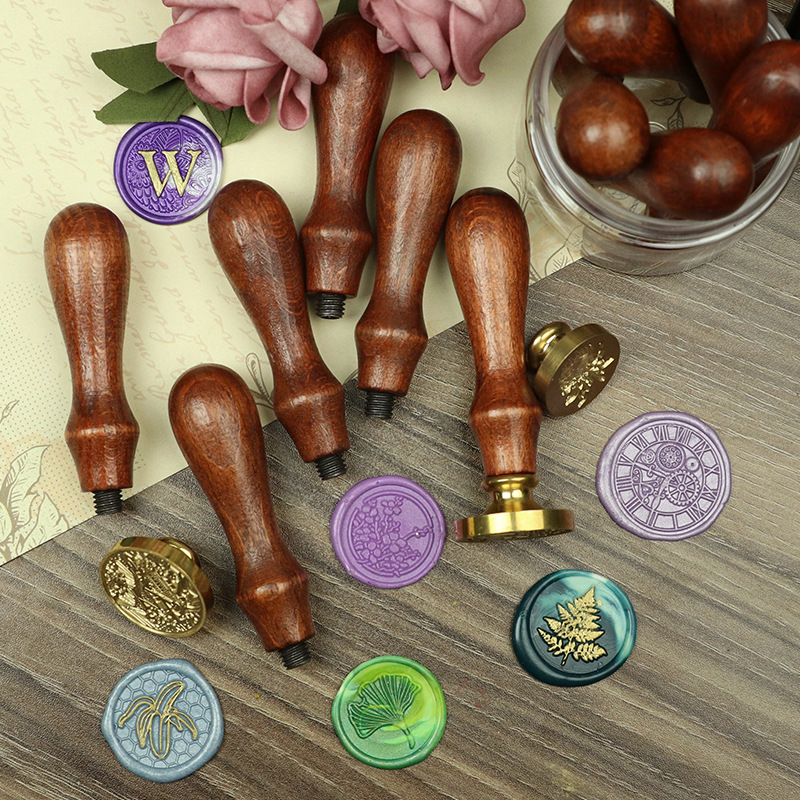 Fire paint seal beech wood handle Retro European sealing wax tool Fire paint wax seal handle manufacturer wholesale