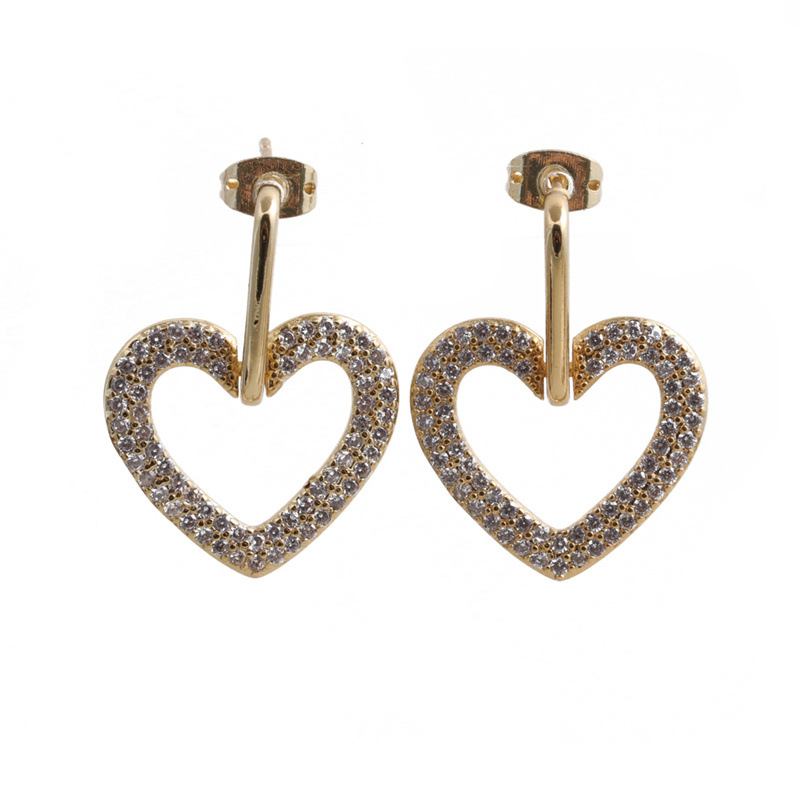 Boucles D&#39;oreilles D&#39;amour Coréennes Avec Zircons Micro Incrustés display picture 9