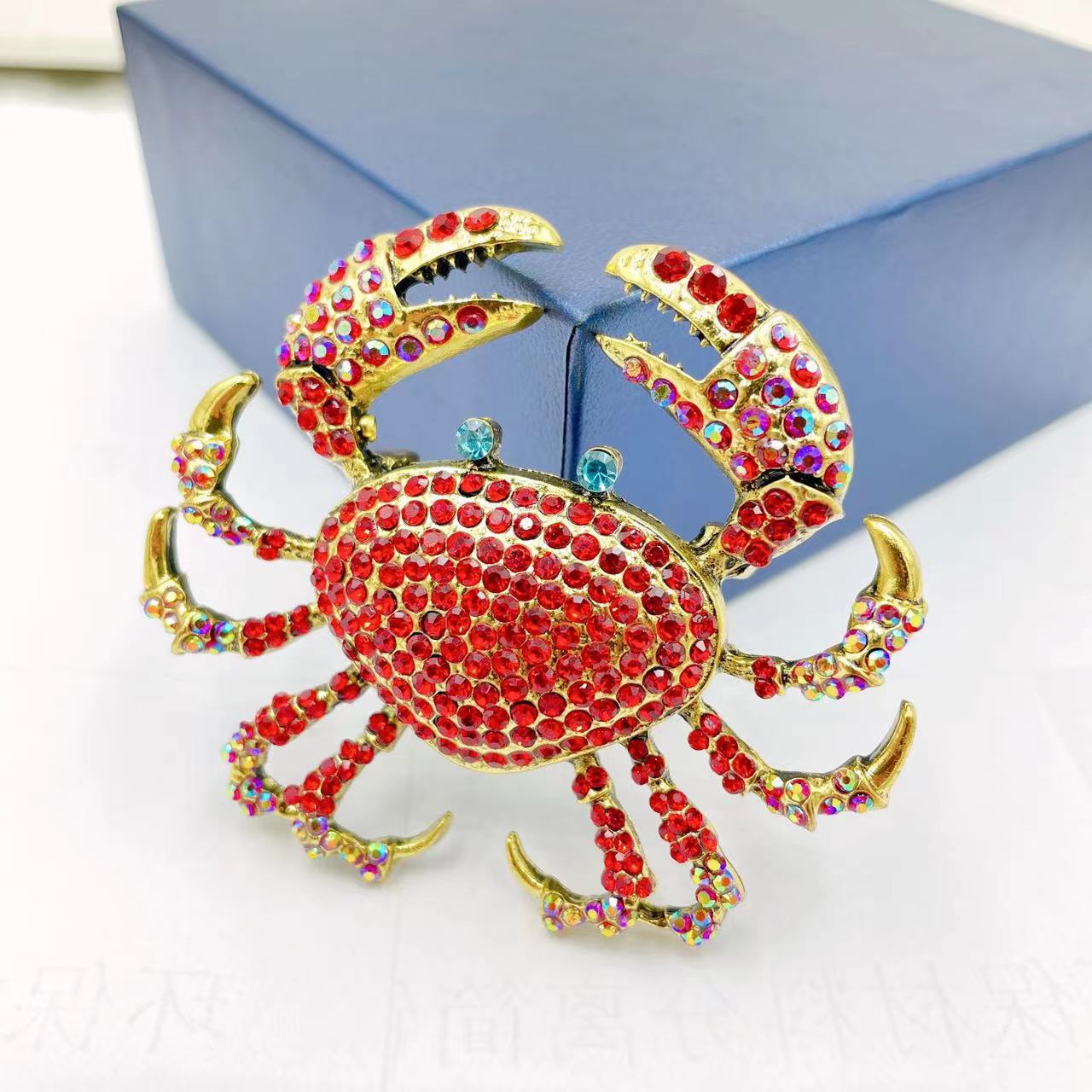 32g Weight Cute Pin Crab Alloy Artificial Crystal Unisex Brooches