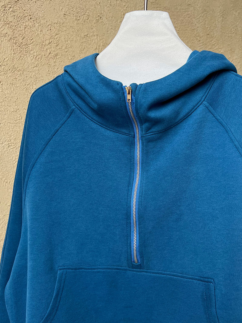 Idle Half Zipper Hooded Sweatshirt for Women Autumn Casual Design Blouse Coat