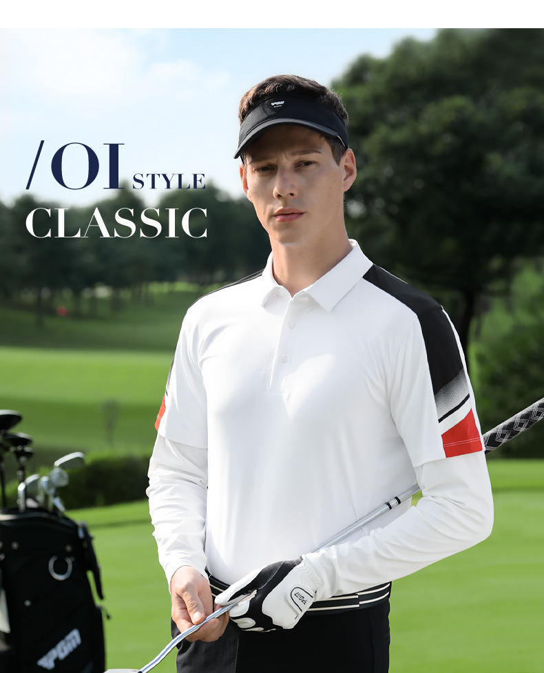 Áo polo nam dài tay golf co giãn cao, khô nhanh kháng khuẩn — YF819-Tay áo dài màu trắng [hút ẩm và khô nhanh/độ đàn hồi cao bốn mặt/nhãn nóng âm thanh nổi] chi tiết 11