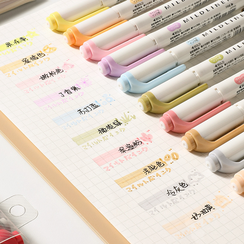Japanese ZEBRA Zebra Fluorescent Color Pen Double Head Watercolor Handbook Marking Pen Elegant Soft Color Marking Pen Japanese ZEBRA Zebra Fluorescent Color Pen Double Head Watercolor Handbook Marking Pen Elegant Soft Color Marking Pen