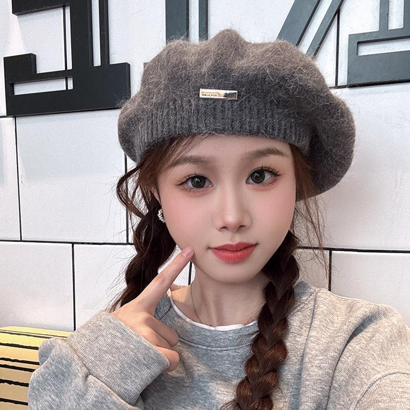 Sombrero boina de lana metálica, estilo británico retro, otoño-invierno