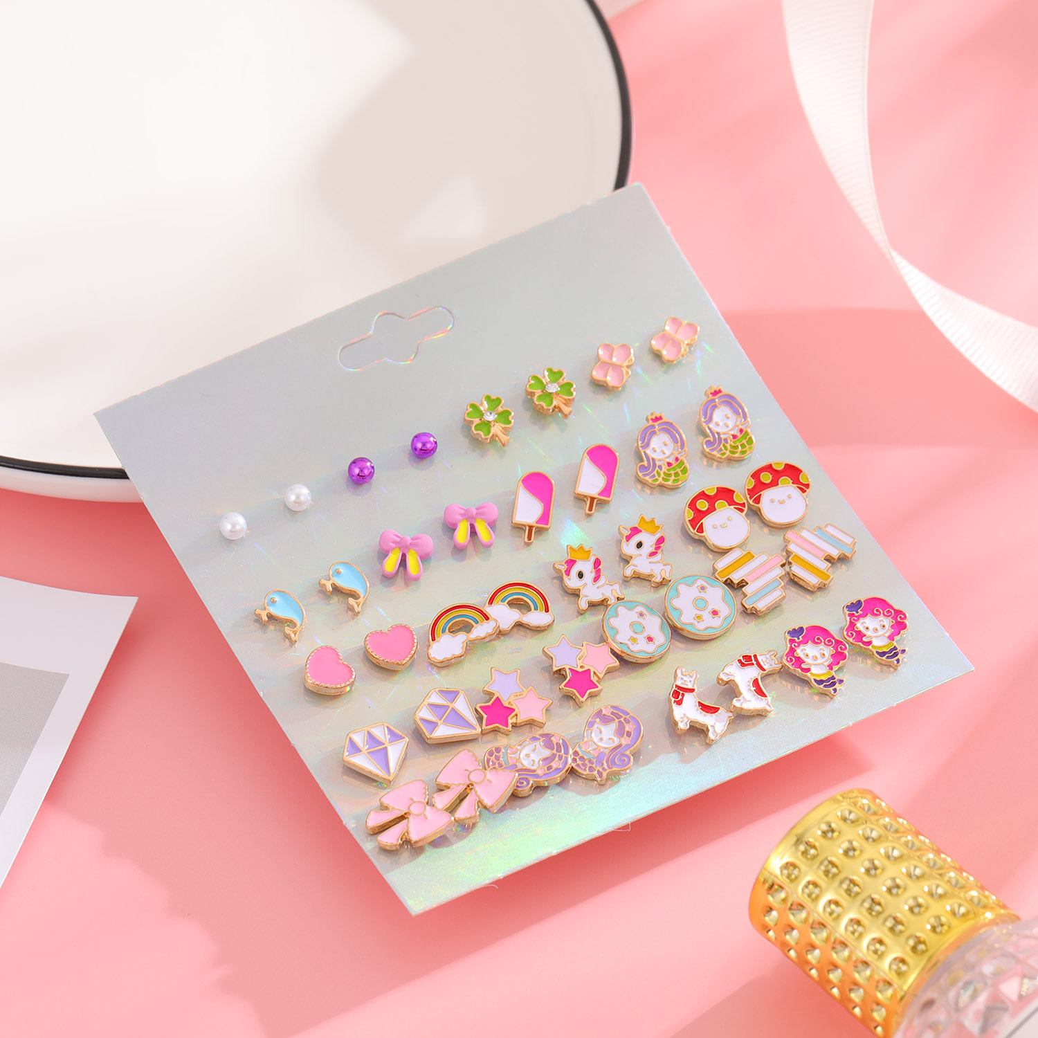 1 Set Cartoon Style Cartoon Character Alloy Enamel Womenu0027S Ear Studs