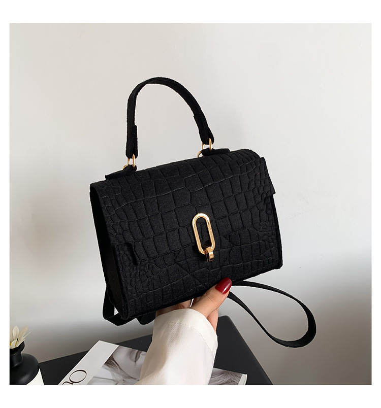 Handbag Bags Type Women's Medium Felt Solid Color Streetwear Flip Cover Handbag