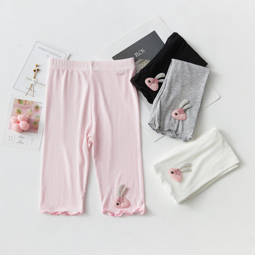 Women's 5-Piece Pants Children's Versatile Stylish Baby Casual Ice Silk Outer Wearing Leggings Thin Pure Cotton Modal