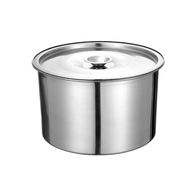 Taza de sabor de acero inoxidable Tanque de condimento Tanque de condimento Taza de hogar comercial Taza de estofado con tapa Caja de sabor Tanque de aceite con tapa Tanque redondo