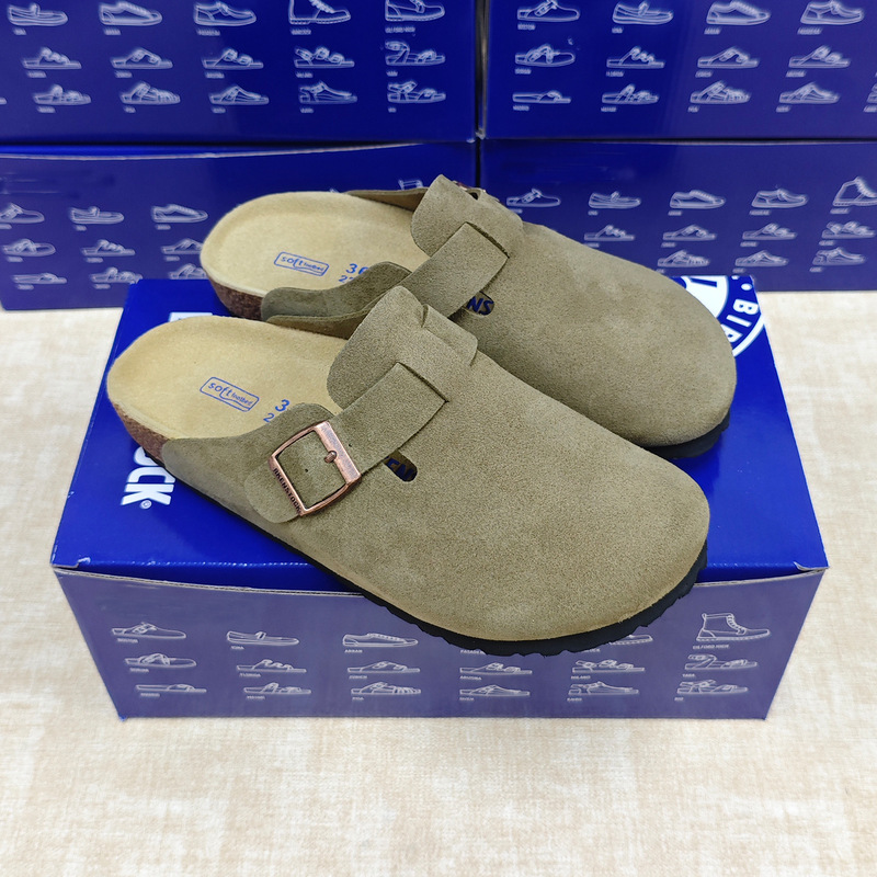BK Baotou genuine leather Birkenstock-style women's half-slipper, thick-soled, 2026 new model, cork casual, versatile, easy-to-wear slip-on sandals for men, suitable for outdoor use BK Baotou genuine leather Birkenstock-style women's half-slipper, thick-soled, 2026 new model, cork casual, versatile, easy-to-wear slip-on sandals for men, suitable for outdoor use