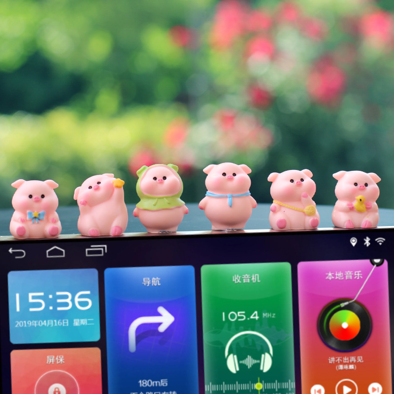 Nuevos accesorios para automóviles, muñecas para niñas, consola central, lindas decoraciones de cerdo