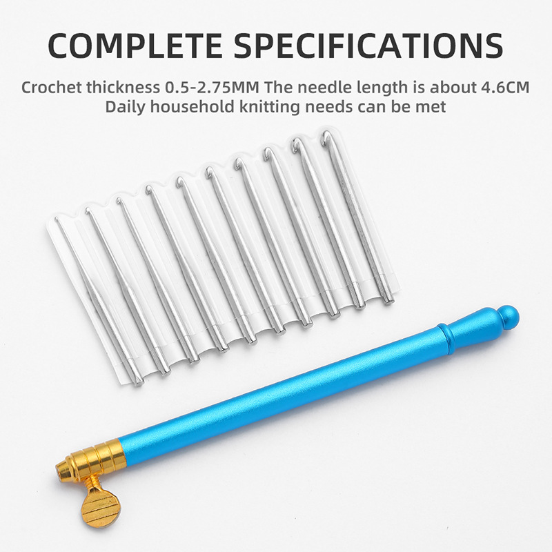 Venta caliente transfronteriza mango de metal cabeza intercambiable encaje crochet tejido a mano bricolaje herramienta de tejido bordado crochet