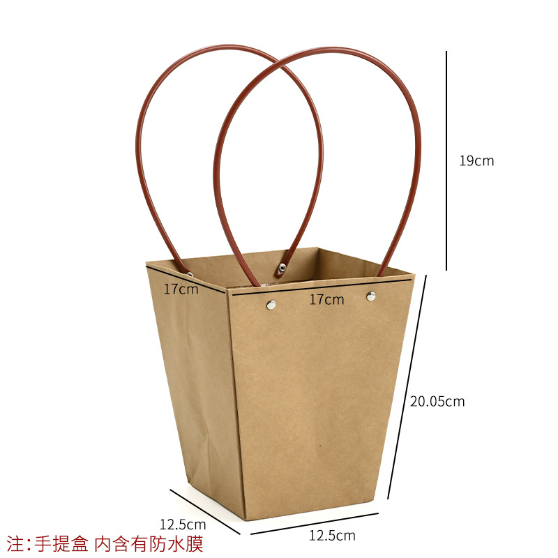 Bolso especial transfronterizo para flores, descuento al por mayor, bolsa trapezoidal de papel kraft impermeable, bolsa de embalaje de regalo, bolsa de ramo