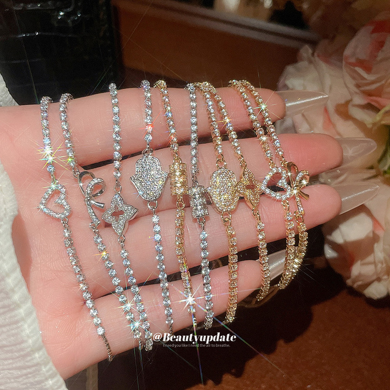 Zircon Heart Bow Round Arrow Flower Pendant Bracelet Fashionable Versatile Bracelet Light Luxury High-End Jewelry