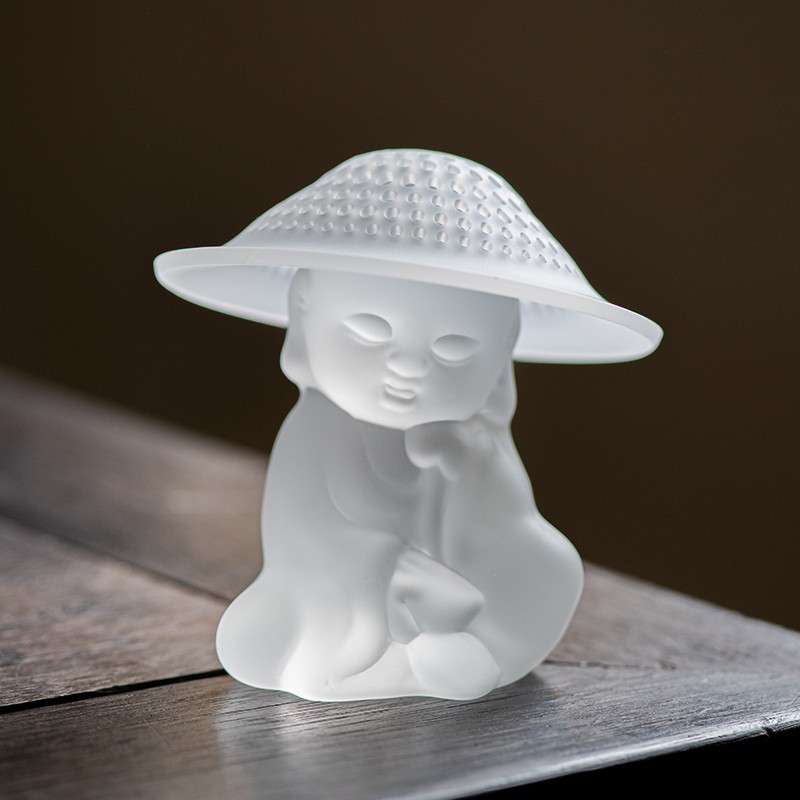 Vidrio monje colador de té Filtro de té artefacto integrado partición de té lindo té helado adornos para mascotas