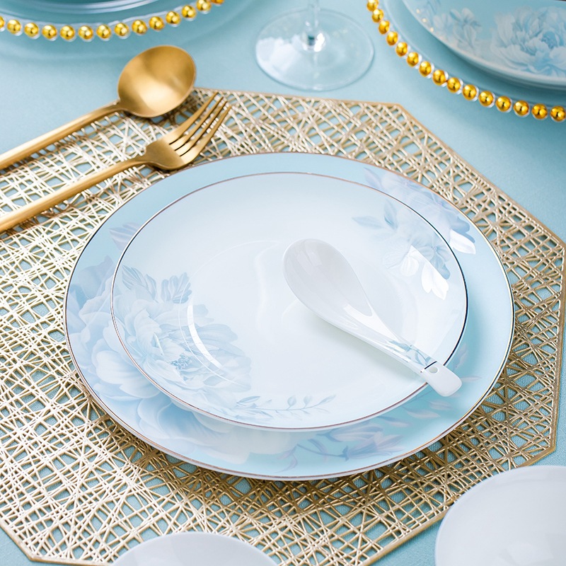 Jingdezhen vajilla de cerámica traje hueso plato China plato nórdico cena hogar vajilla hogar inauguración plato regalo al por mayor