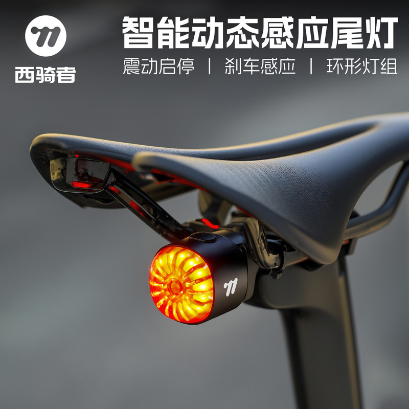 西骑者自行车尾灯智能刹车灯骑行装备山地车公路车夜骑感应尾灯|undefined
