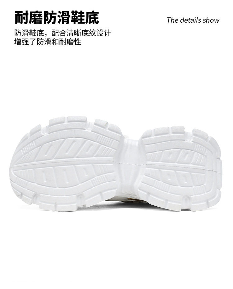 Giày sneaker nam cổ lửng đế dày tăng chiều cao, phối màu, dây buộc, cỡ lớn — Trắng kaki, Trắng xanh, Táo đỏ trắng chi tiết 9