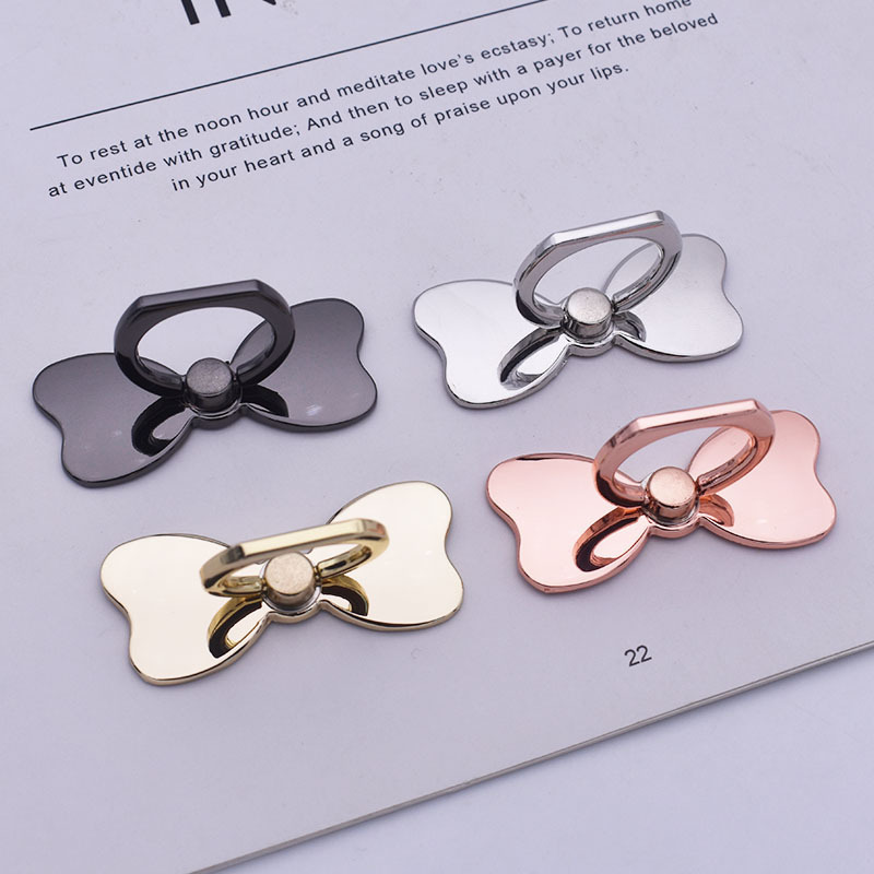 Bowknot Ring Bracket Metal 360 Ring Buckle Women's Bow Tie Mobile Phone Desktop Bracket