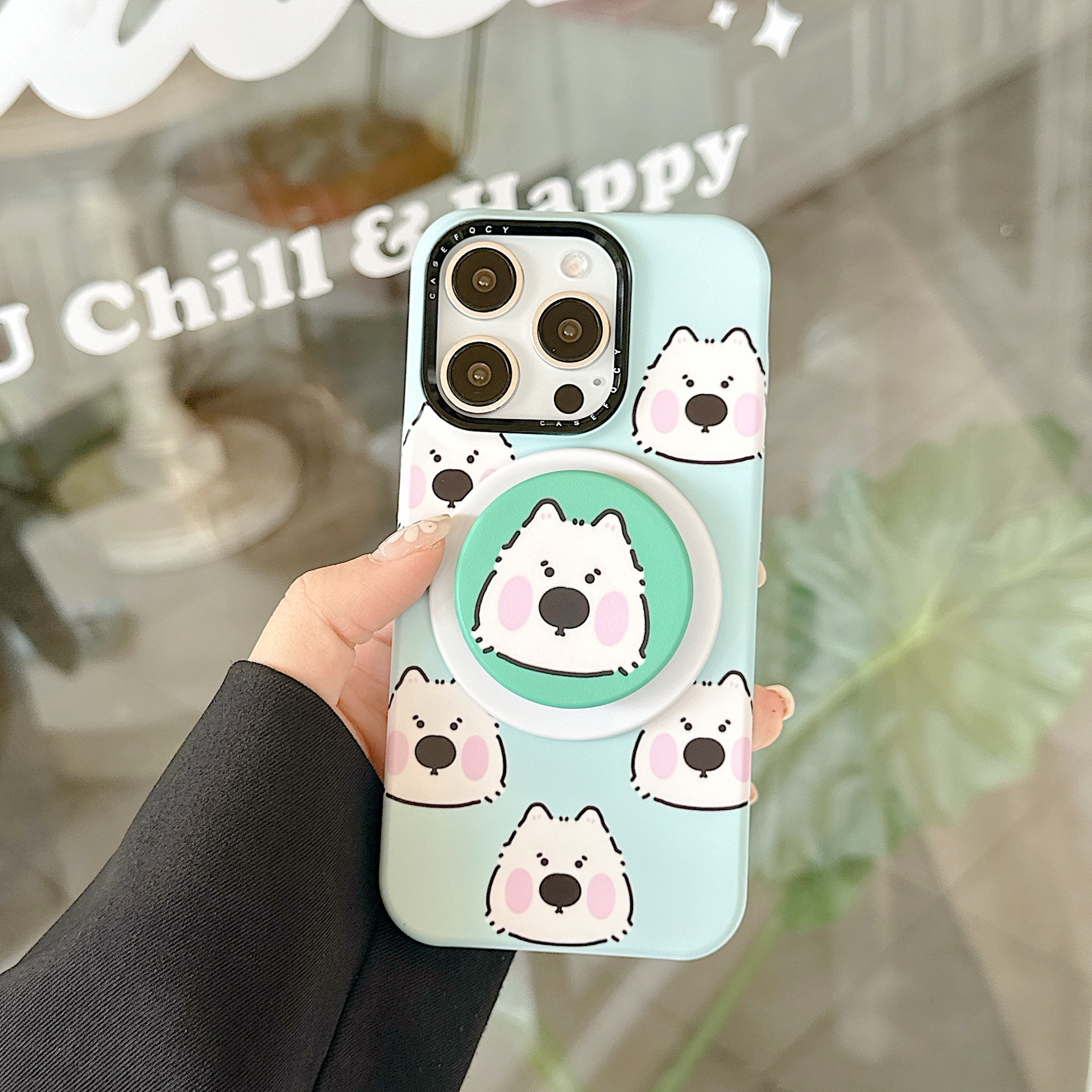 Fun lindo cachorro verde menta para Apple 16ProMax funda para teléfono móvil 15Pro dibujos animados 14/13 nuevo 15PM
