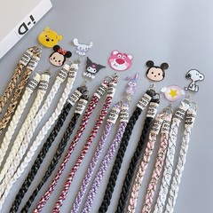 適用背帶長繩麻繩手機夾子斜挎手機繩背帶掛鏈掛繩背夾帶卡通卡片