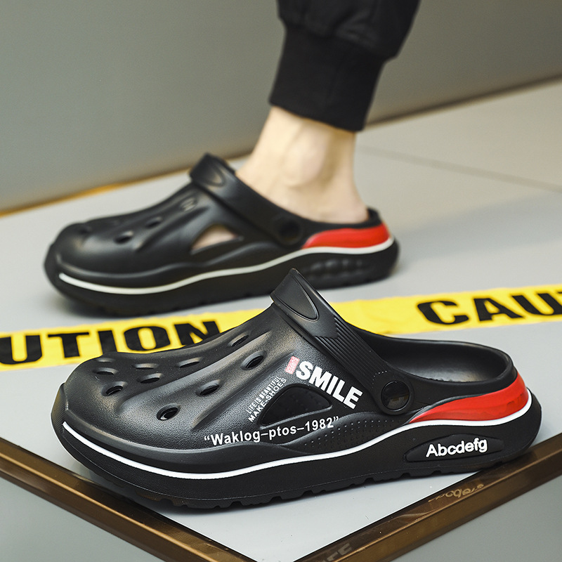 Zapatos con agujeros, sandalias de verano de dos desgaste, zapatos de suela gruesa EVA para hombre, sandalias de hombre de gran tamaño de alta gama