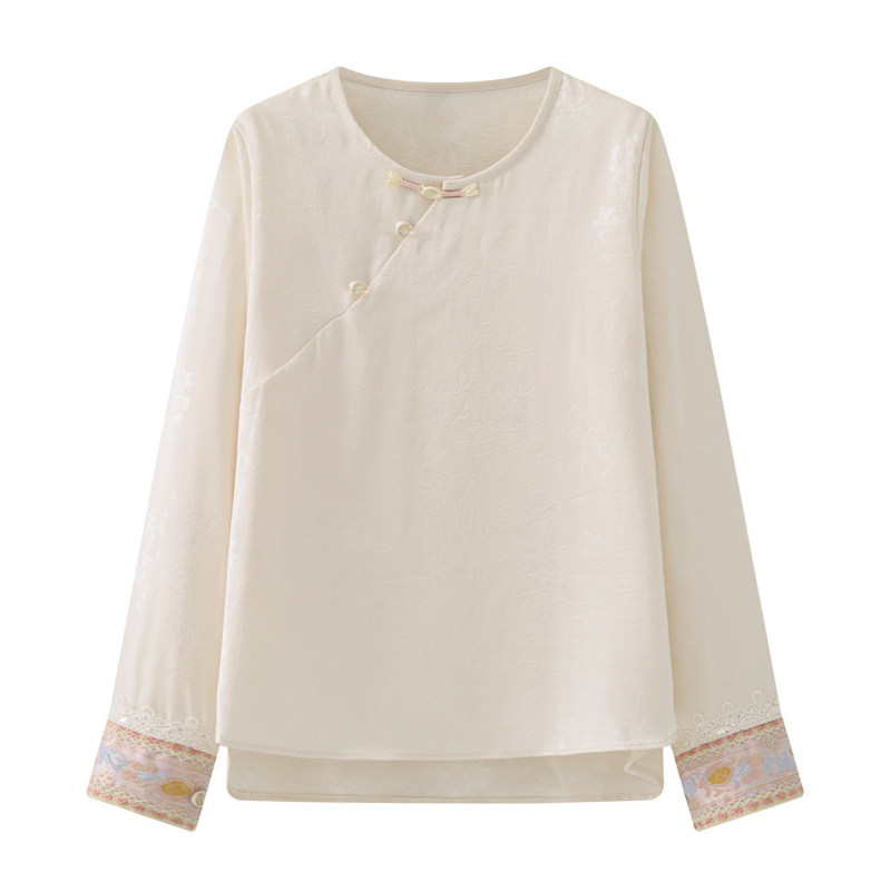 Aigle New Chinese Style Jacquard Base Shirt for Women 2025 Spring and Autumn New Round Neck National Style Vest with Embroidered Top