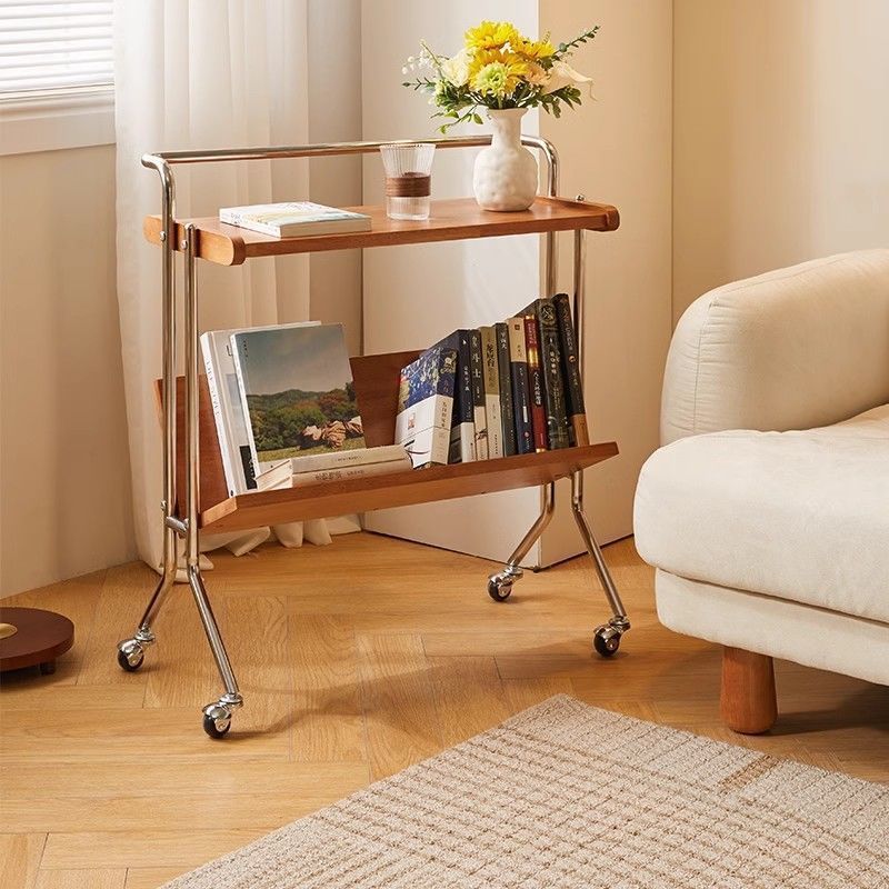 Side Table, Living Room Sofa, Movable Small Coffee Table with Wheels, Bedside Simple Storage Rack, Bedside Table, Multi-Functional