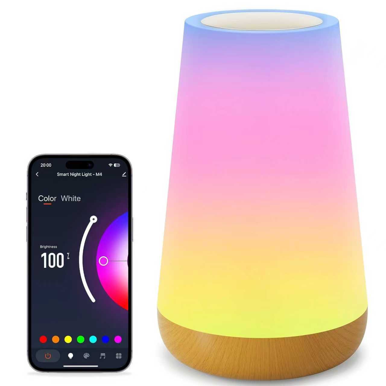 Aplicación de graffiti, grano de madera, luz de noche táctil, luz de mesa, luz de noche de dormitorio, luz ambiental de 13 colores, estilo caliente de Amazon