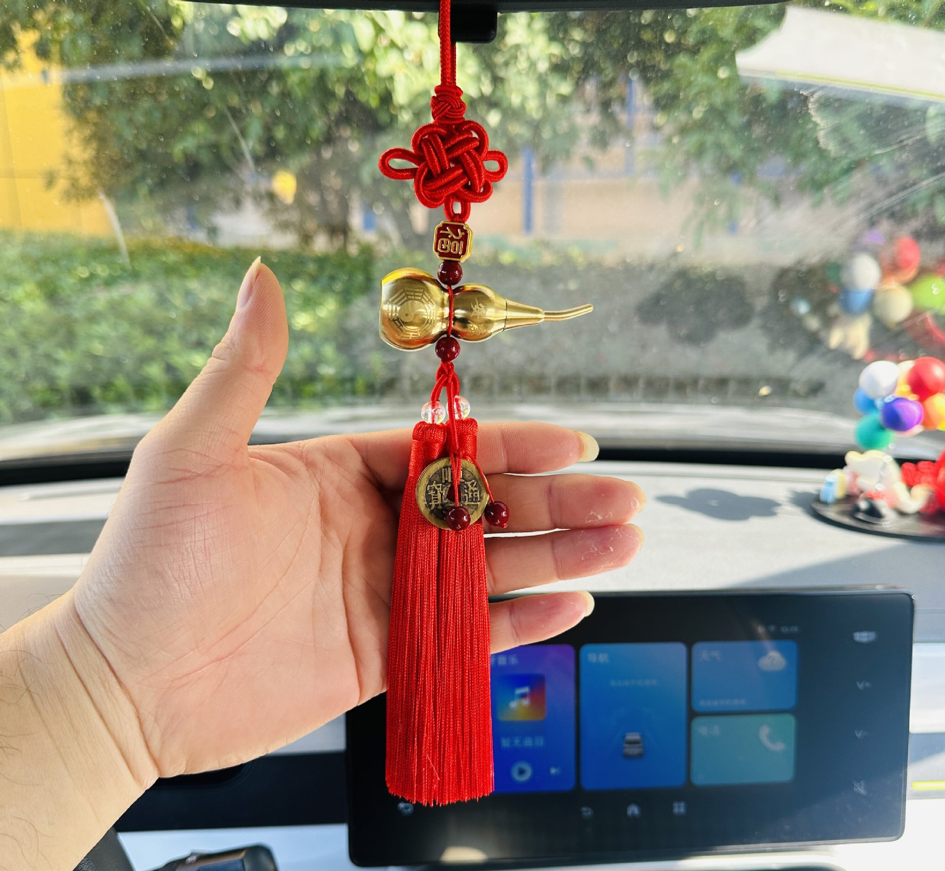 Brass Gourd Pendant Car Pendant Five Emperors Money Car Hanging Rearview Mirror Hanging Ornaments Wholesale Red Plus Coffee Others