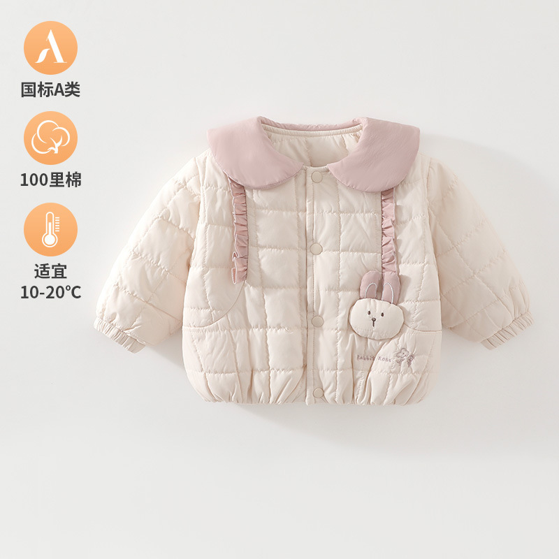 Lace Bunny Children's Winter Cotton Coat for Girls, Thickened Jacket for Babies, Korean Style Trendy Top for Autumn and Winter