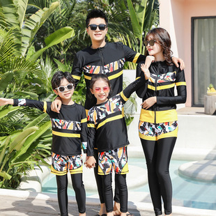 Korean version of summer family parent-child swimsuit a family of three four mother and child couples sports sunscreen breathable a generation of hair