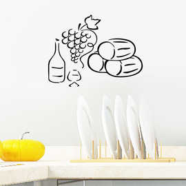 精雕创意酒瓶酒杯跨境可移除墙贴家居装饰餐厅厨房装饰贴纸MU3871
