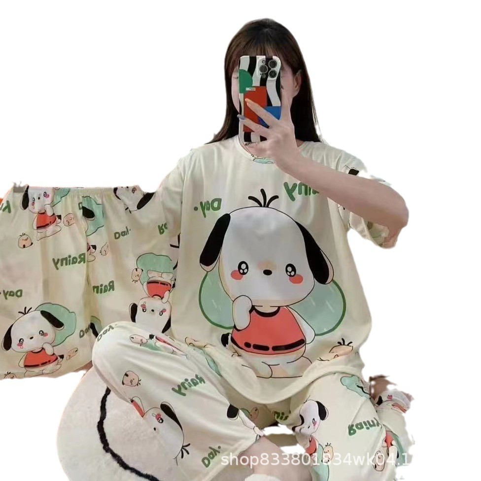 Pijamas transfronterizos de leche de verano pantalones de manga corta tres piezas de dibujos animados lindos ropa de hogar de comercio exterior de labu
