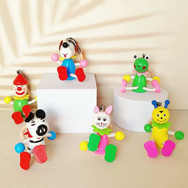 Динамичная деревянная кукла, пружинная кукла, деревянное изделие, кукла-поделка, пружинная кукла, пружинный человечек-самолет.