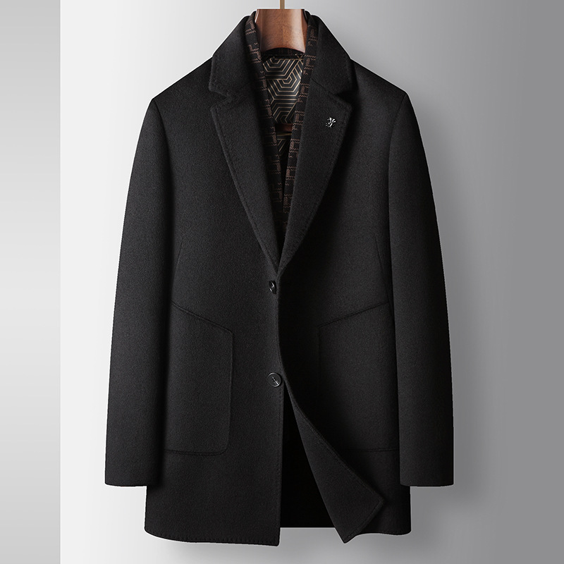 Herrenbekleidung Herbst und Winter Anzugkragen abnehmbare Seidenbaumwollweste Jugendgeschäft doppelseitige Woll-Freizeitjacke_voghion.com