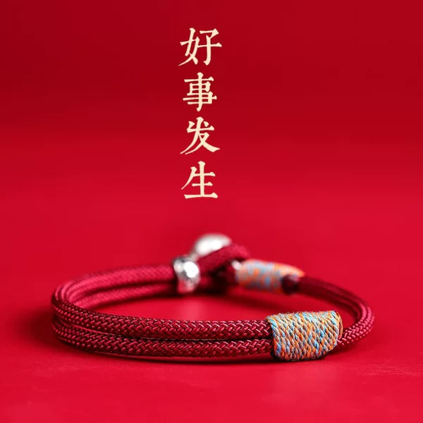Year of the Snake Red Rope New Chinese Style Persimmon Ruyi Bracelet Men's and Women's Fashionable Guofeng Year of Life Woven Red Rope